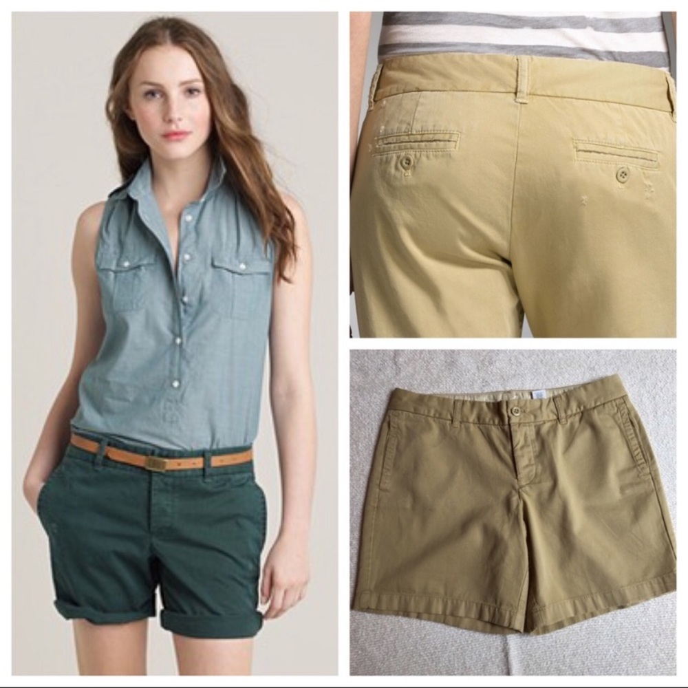 J. CREW BROKEN IN BOYFRIEND Khaki Shorts size 00